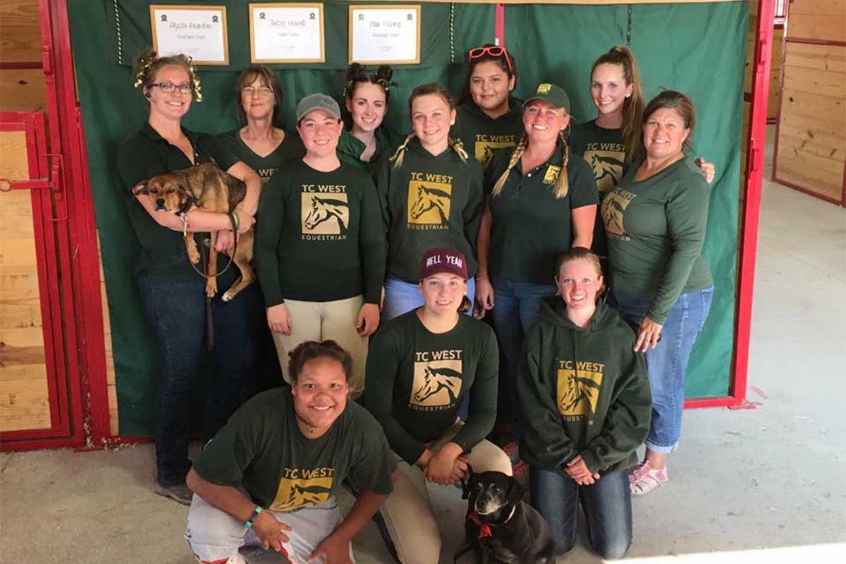 Girl's team wearing matching t-shirts